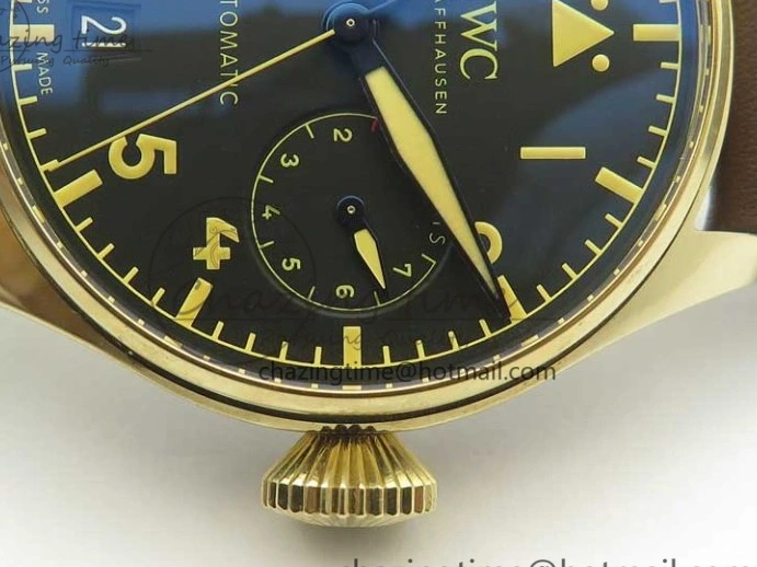 MIROTIME 0405 Big Pilot IW501005 Real Bronze ZF 1:1 Best Edition Black Dial on Brown Leather Strap A Sleek 7192